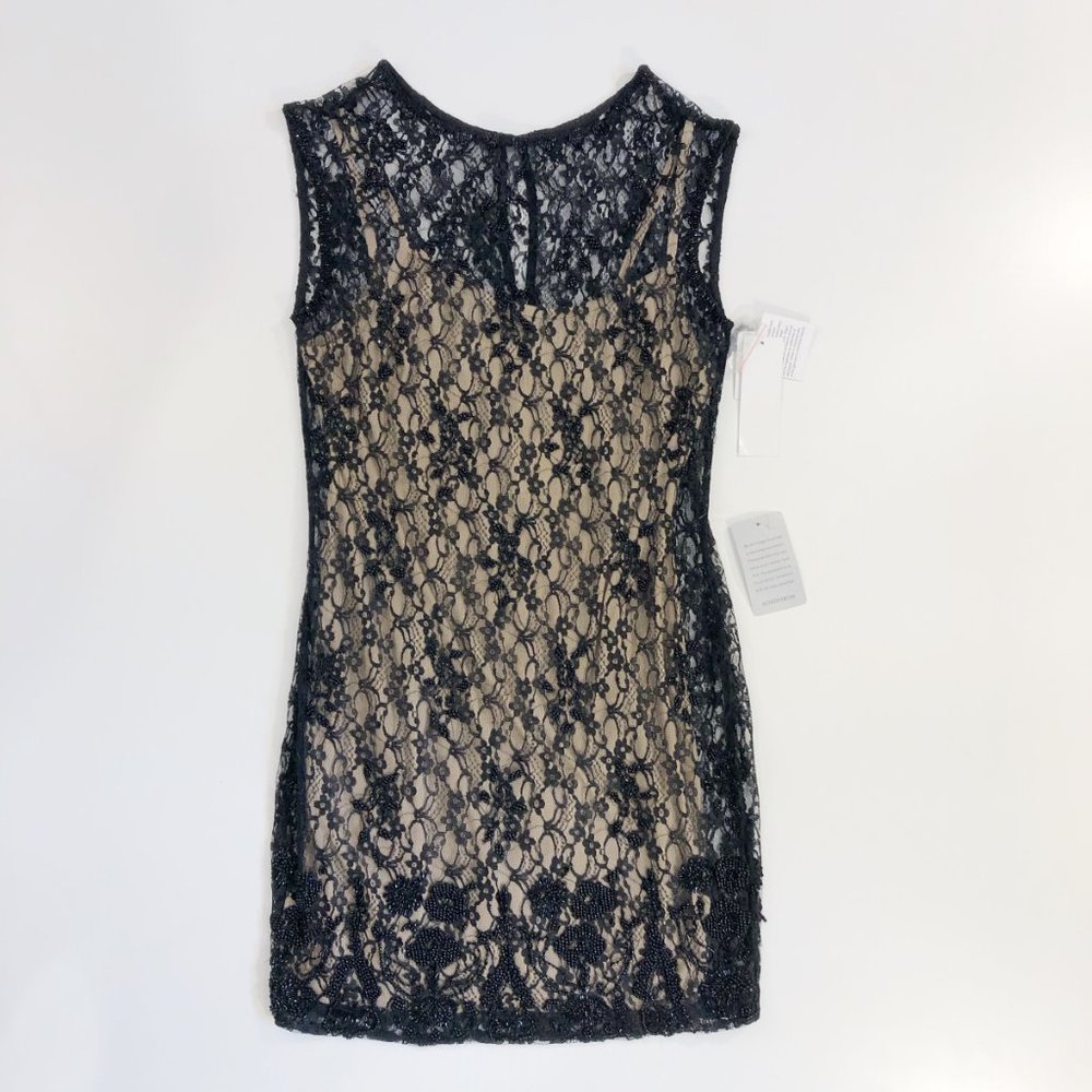 Aidan Mattox Beaded Black Lace Cocktail Party Dress NWT 8